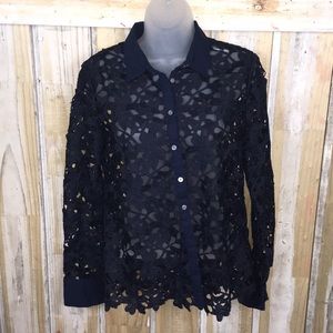 Banana Republic flower printed see through top